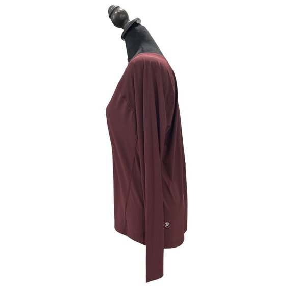 Athleta Womens Long-Sleeve Burgundy Performance Top SP Lightweight Stretch Activ - Picture 4 of 5